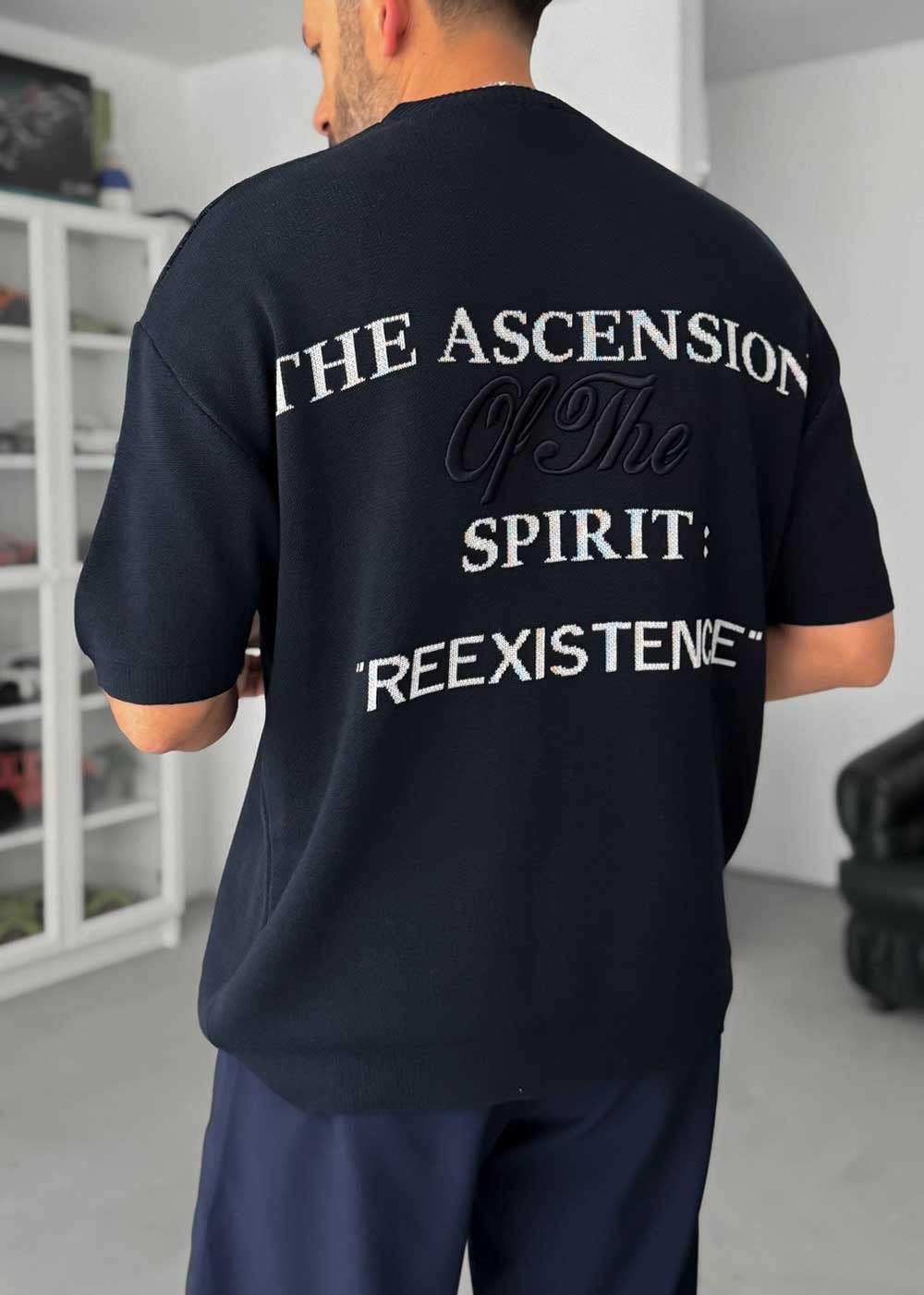 Oversized Πλεκτή Μπλούζα Ascension – Navy Blue
