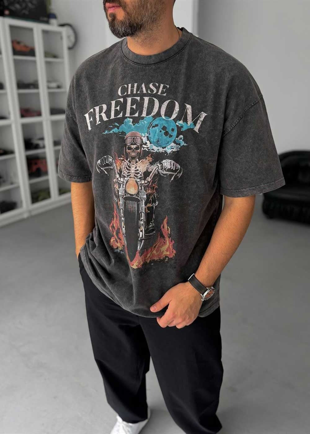 Oversize T-Shirt Freedom Narrative – Ανθρακί