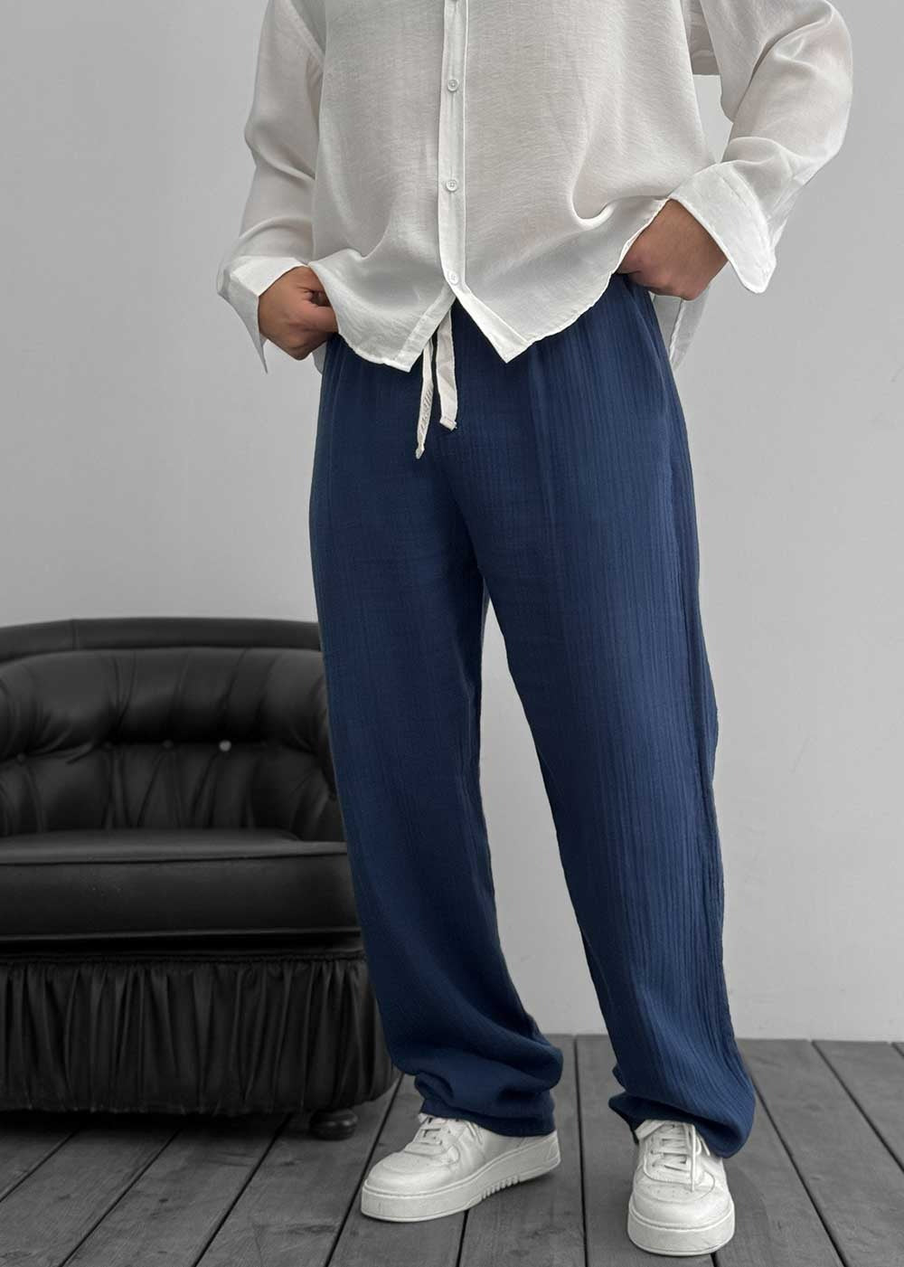 Παντελόνι Baggy Muslin Breeze – Navy Blue