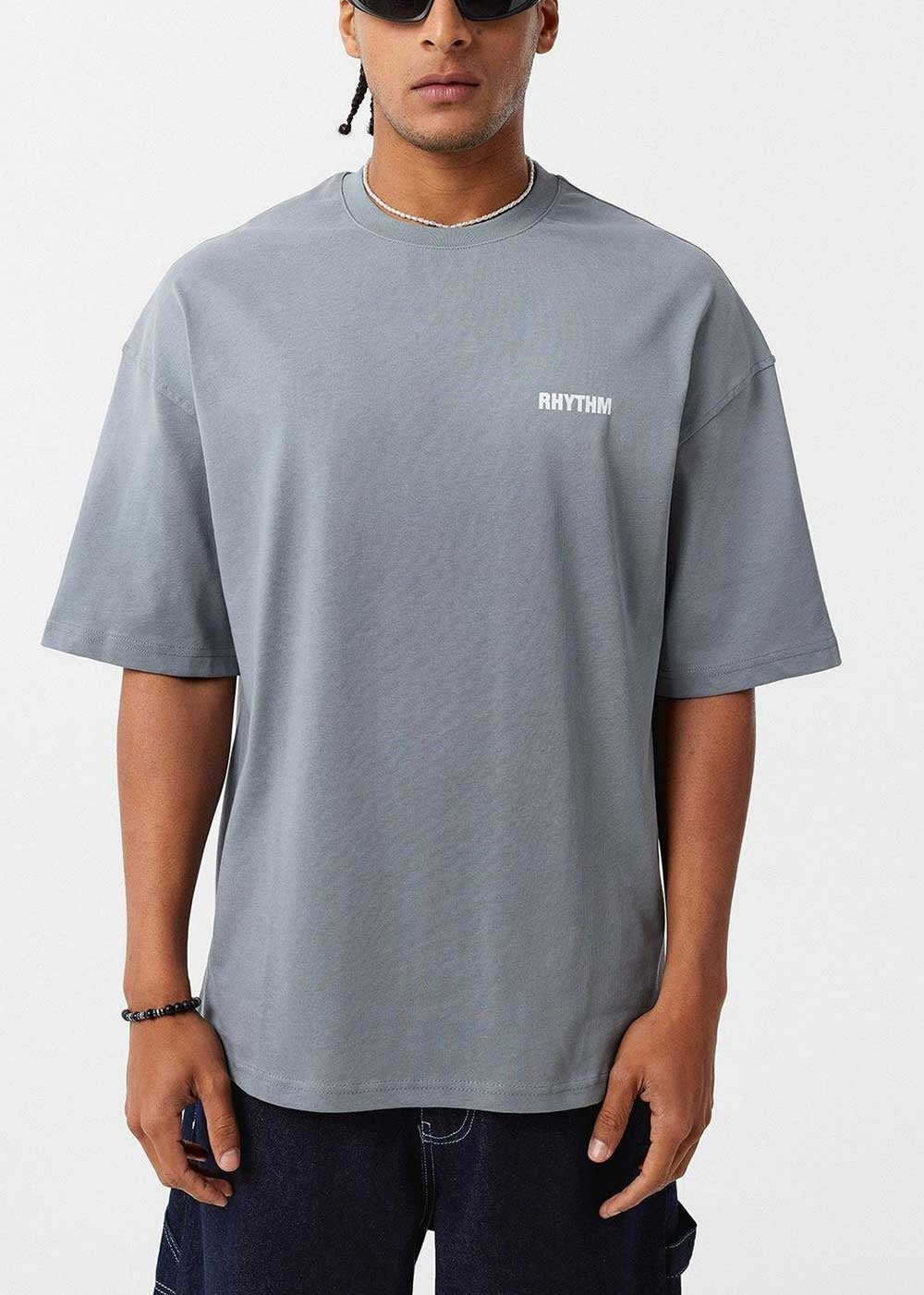Rhythm Oversized T-Shirt σε Ξεβαμμένη Όψη – Σταχτί