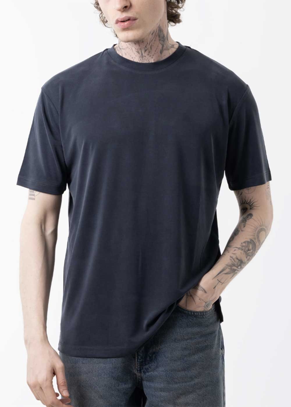Modal Suprem T-Shirt Κανονικής Γραμμής – Ανθρακί