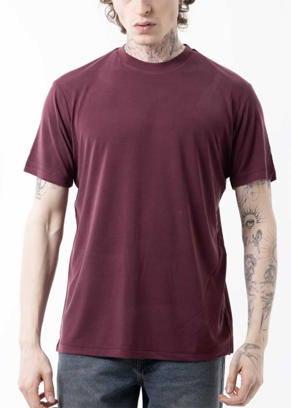 Modal Suprem T-Shirt Κανονικής Γραμμής – Μπορντό