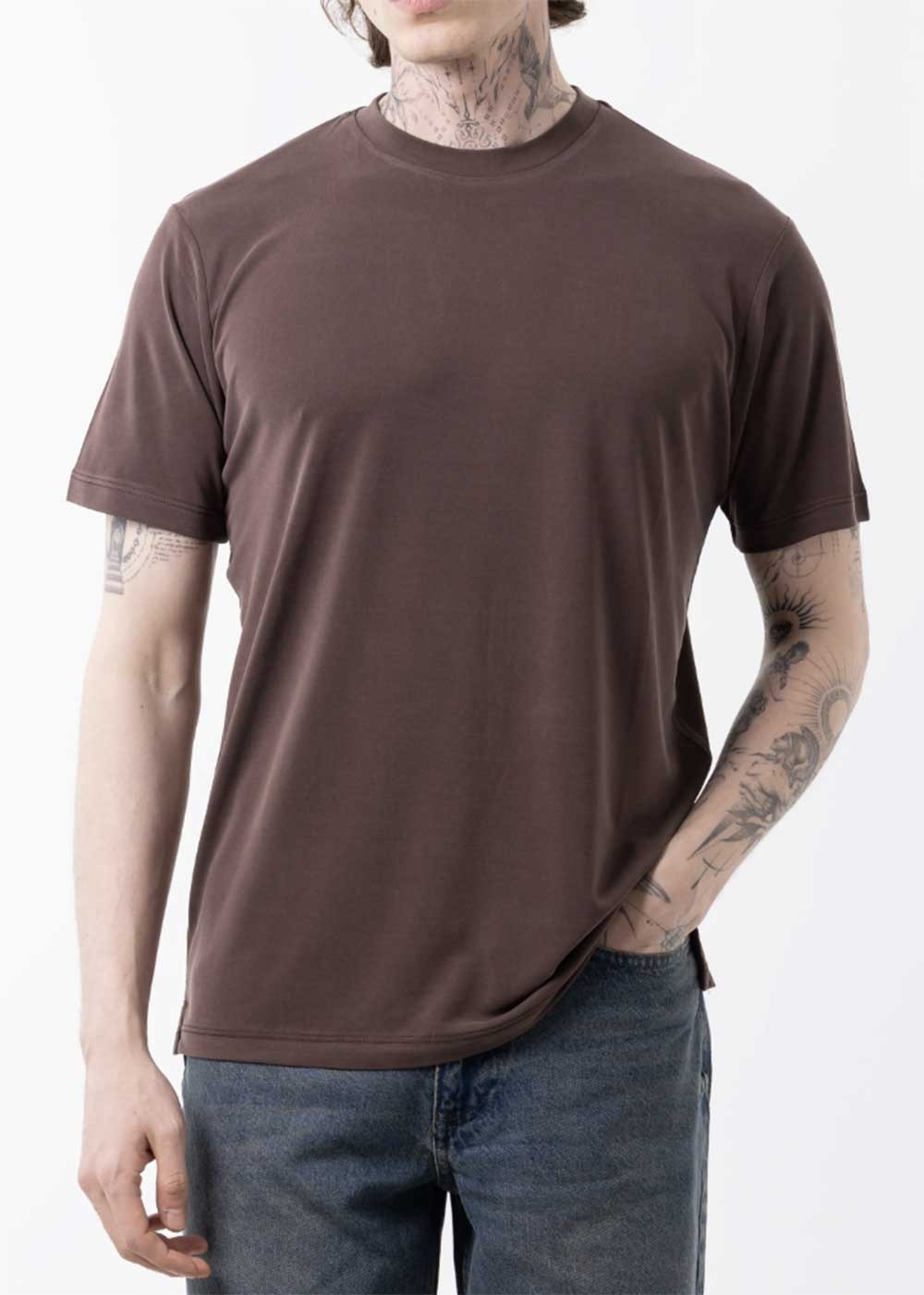 Modal Suprem T-Shirt Κανονικής Γραμμής – Καφέ
