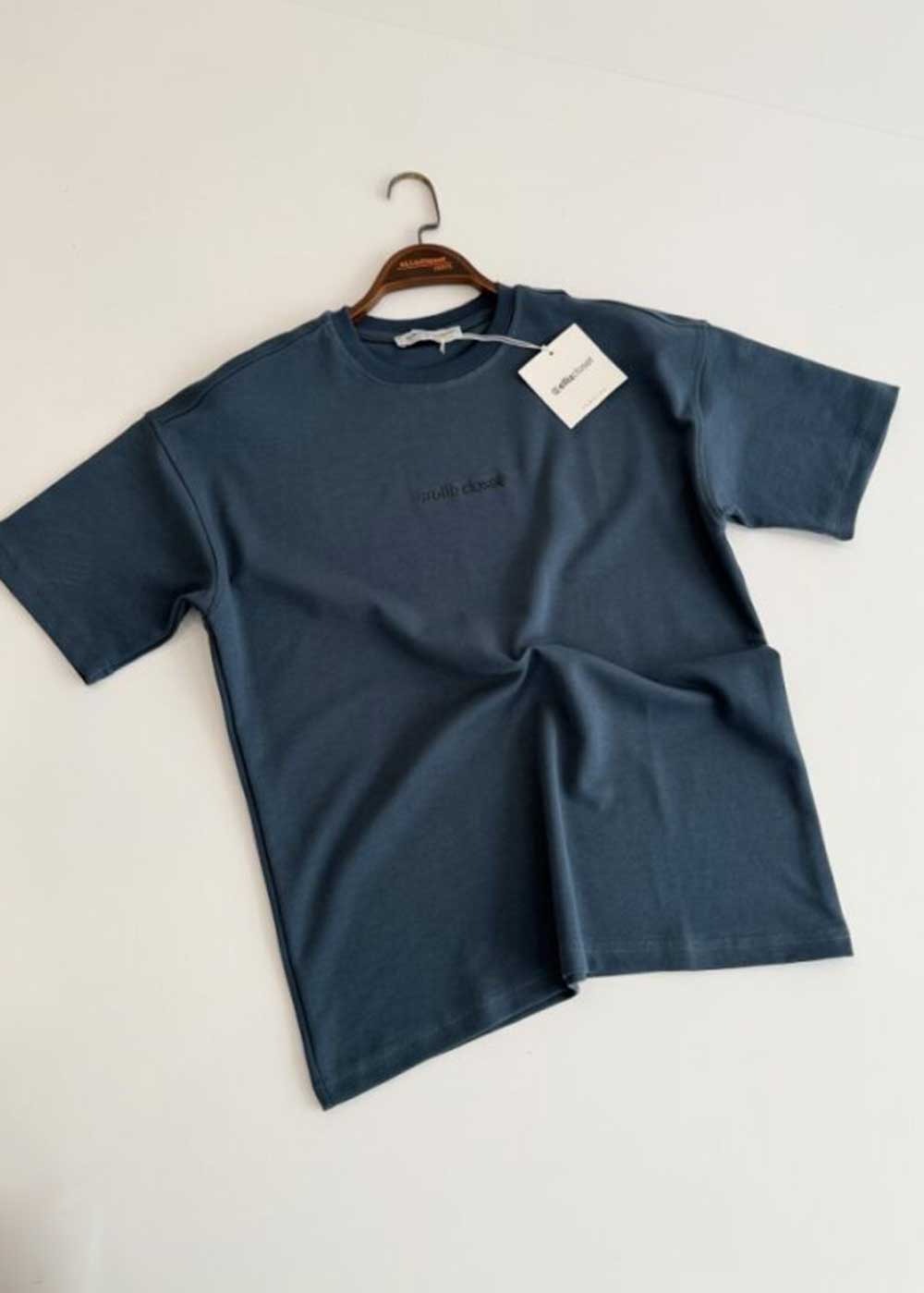 Basic Oversized T-Shirt Με Λογότυπο – Πετρόλ