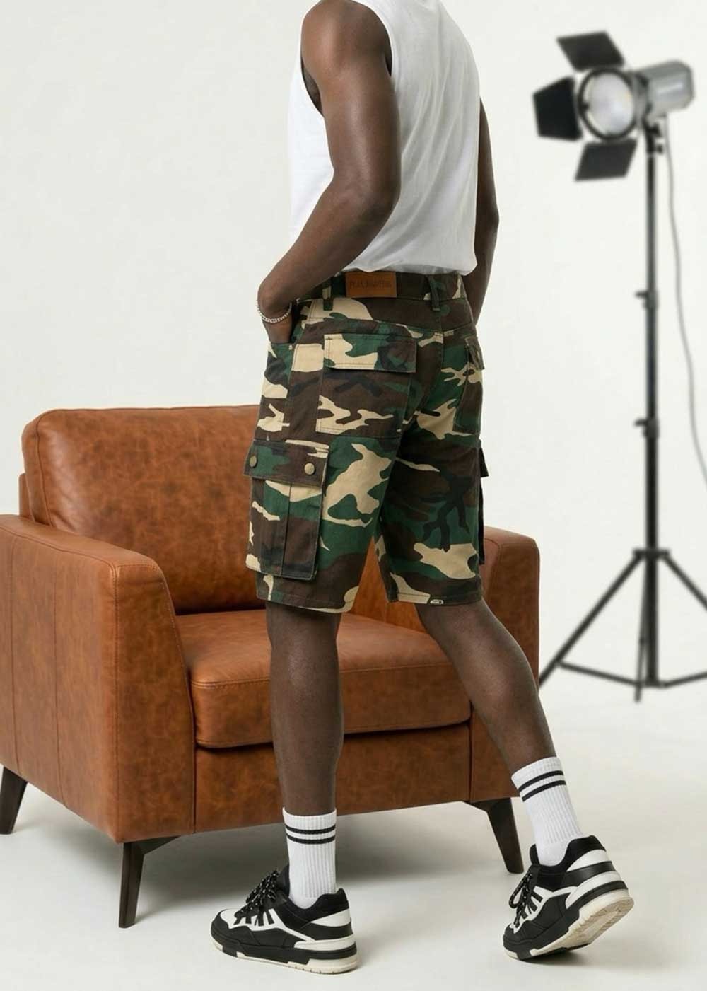 Camo Cargo Βερμούδα με Utility Τσέπες – Καφέ – 2
