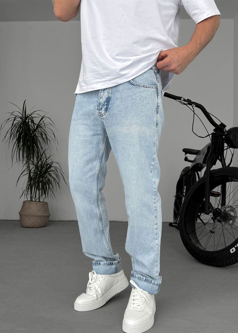 Regular Fit Τζιν  Με Ελαστικότητα Άσπρες Ραφές  - Γαλάζιο Του Πάγου – 2