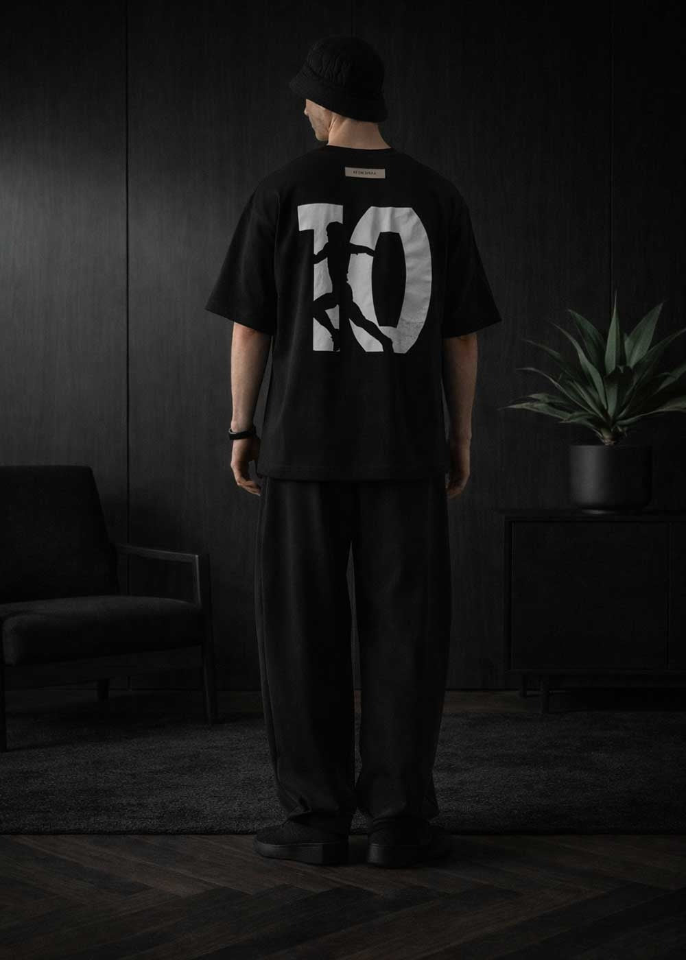 Oversized T-Shirt με Diego Graphic Πλάτης – Μαύρο – 2