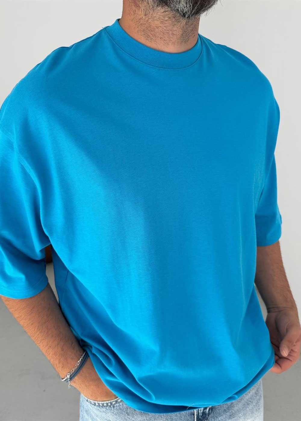 Basic Oversized T-Shirt – Μπλε – 2