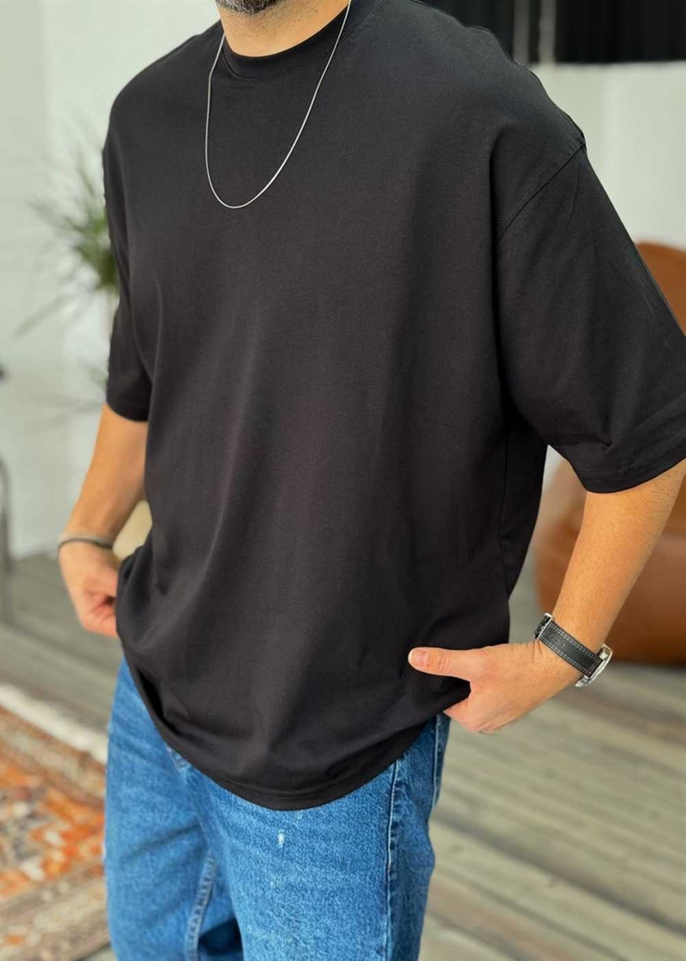 Basic Oversized T-Shirt – Μαύρο – 3