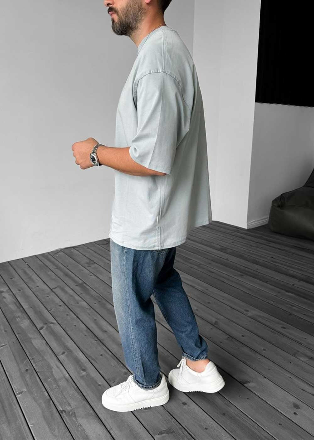 Basic Oversized T-Shirt – Γκρι Του Πάγου – 2