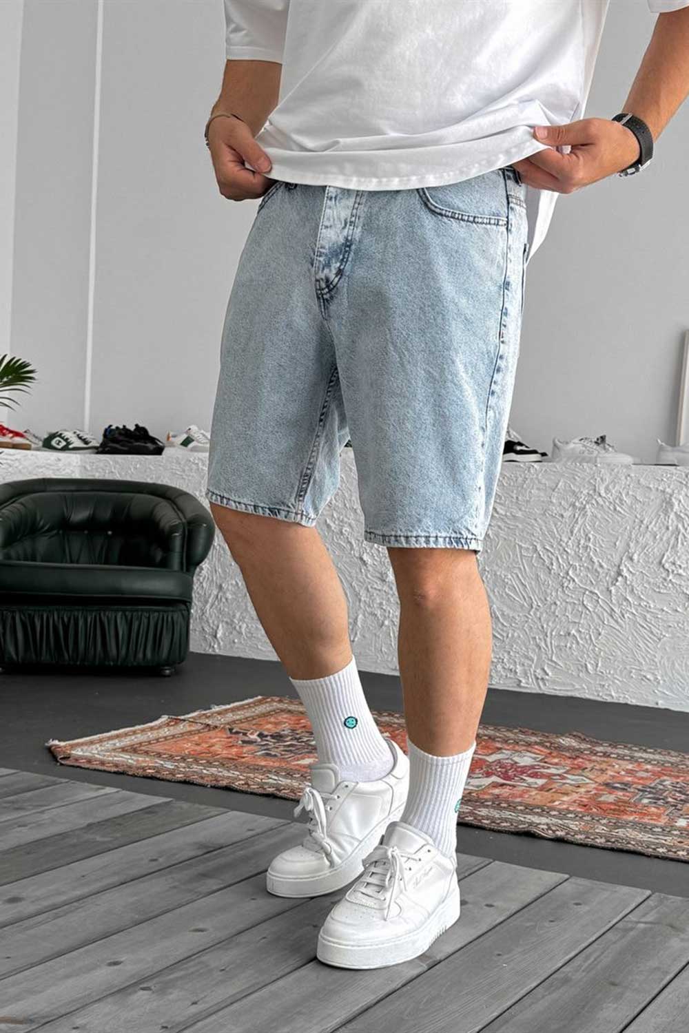 Βερμούδα Denim Relaxed Studio – Γαλάζιο Του Πάγου