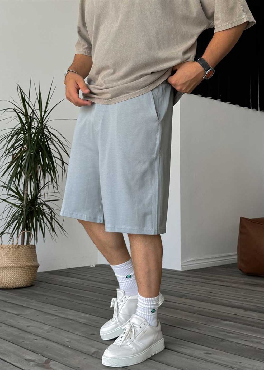 Σορτς Thin Weave Soft-Touch Basic - Ice Grey – 2