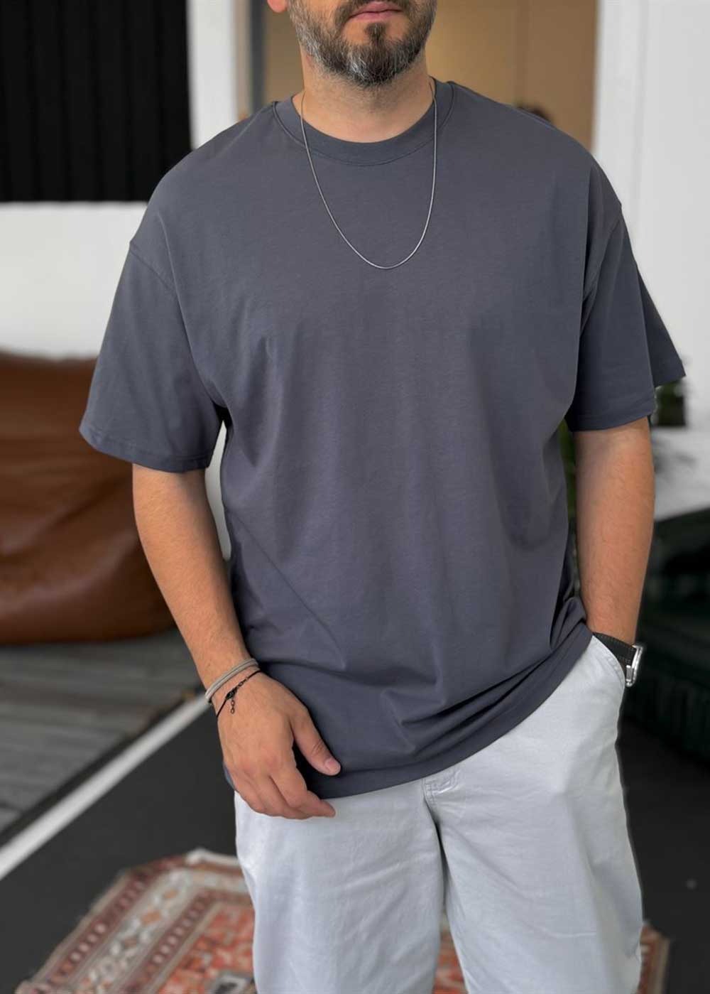 Basic Oversized T-Shirt – Ανθρακι – 2