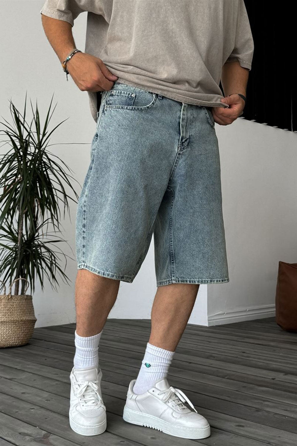 Βερμούδα Denim Urban Baggy Studio – Washed Μπλε