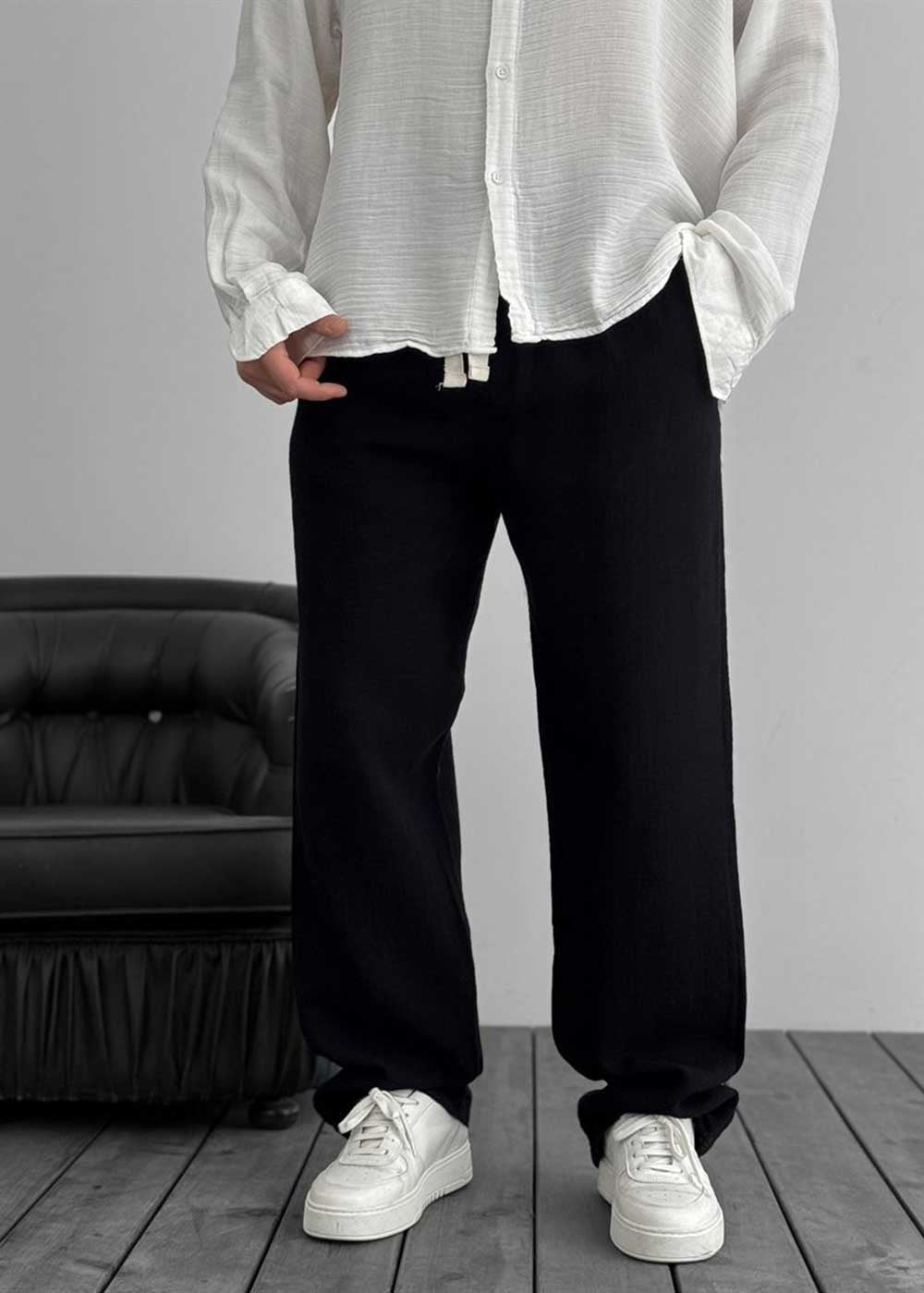 Παντελόνι Baggy Muslin Breeze – Μαύρο – 2