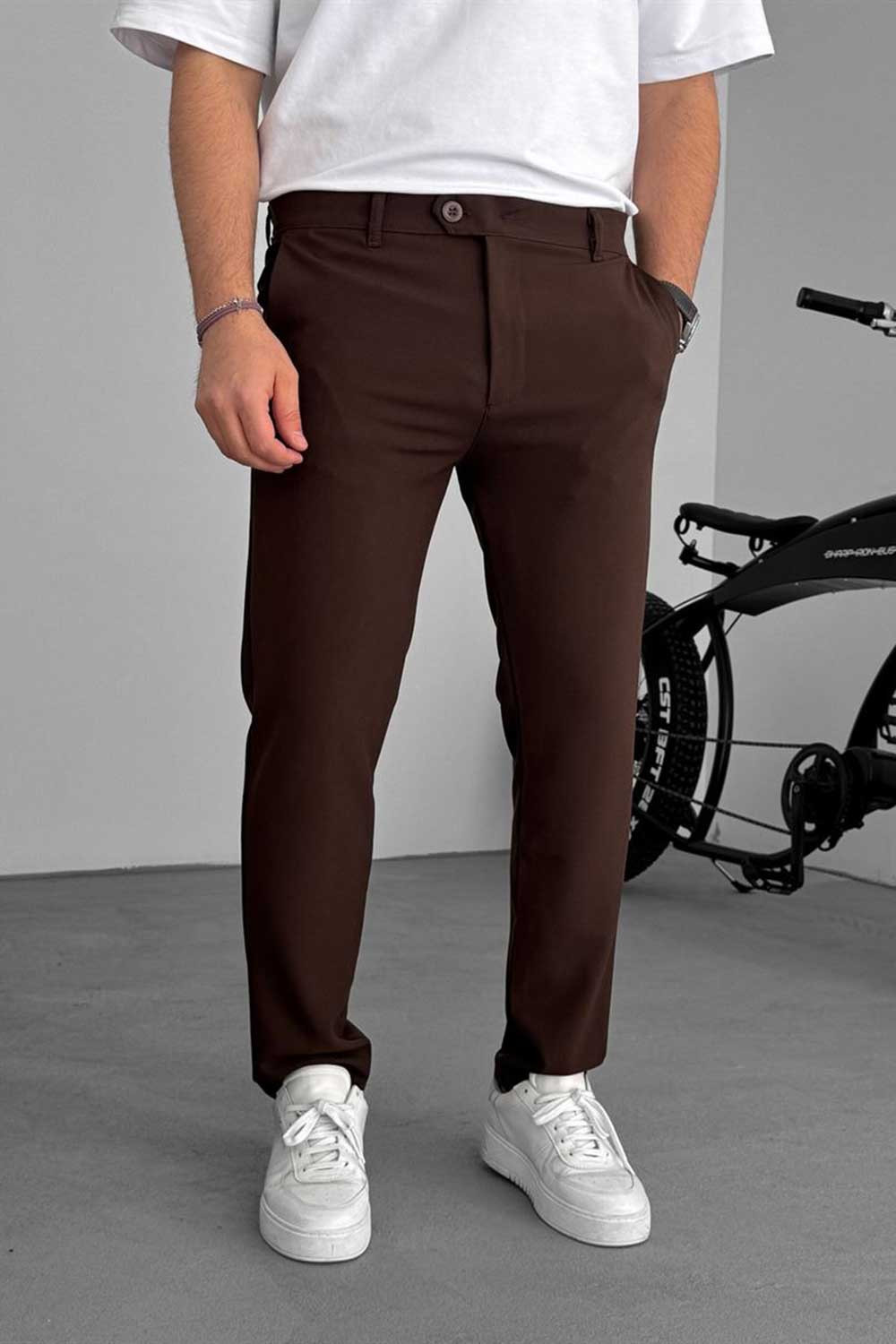 Urban Slim Fit Υφασμάτινο Παντελόνι- Καφέ