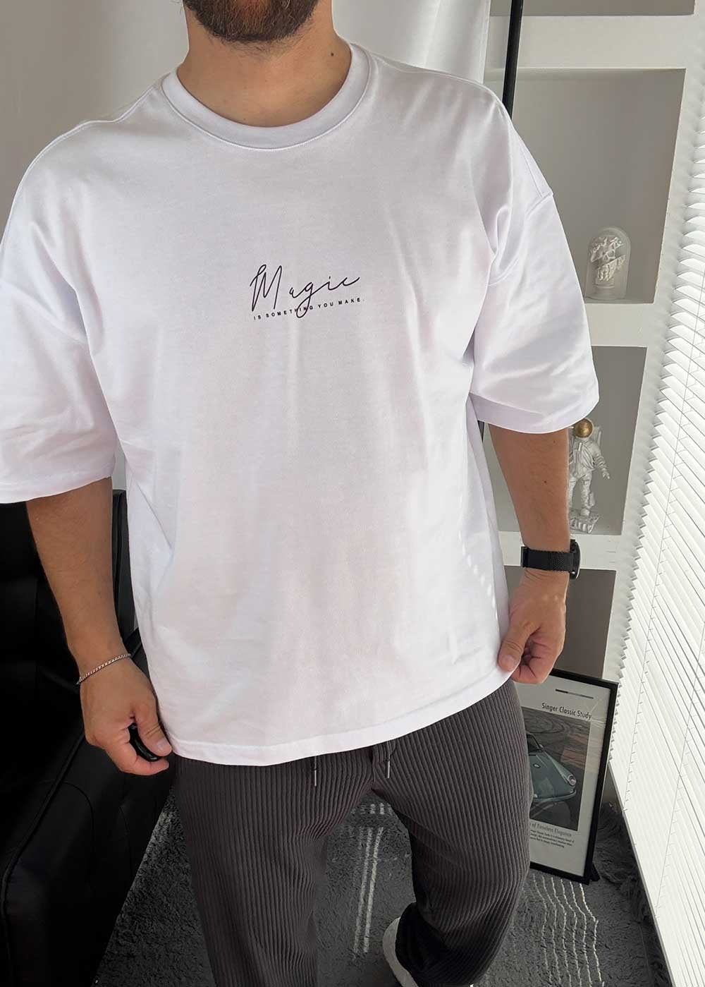 Magic Oversized T-Shirt – Λευκό – 2