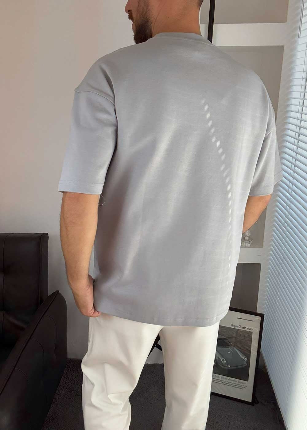 Basic Oversized T-Shirt Με Λογότυπο -Γκρι – 2