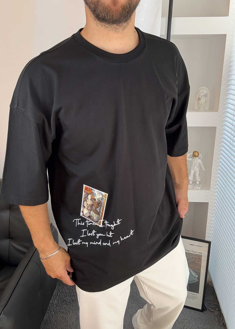 This Time Picture Oversized T-Shirt – Μαύρο – 2