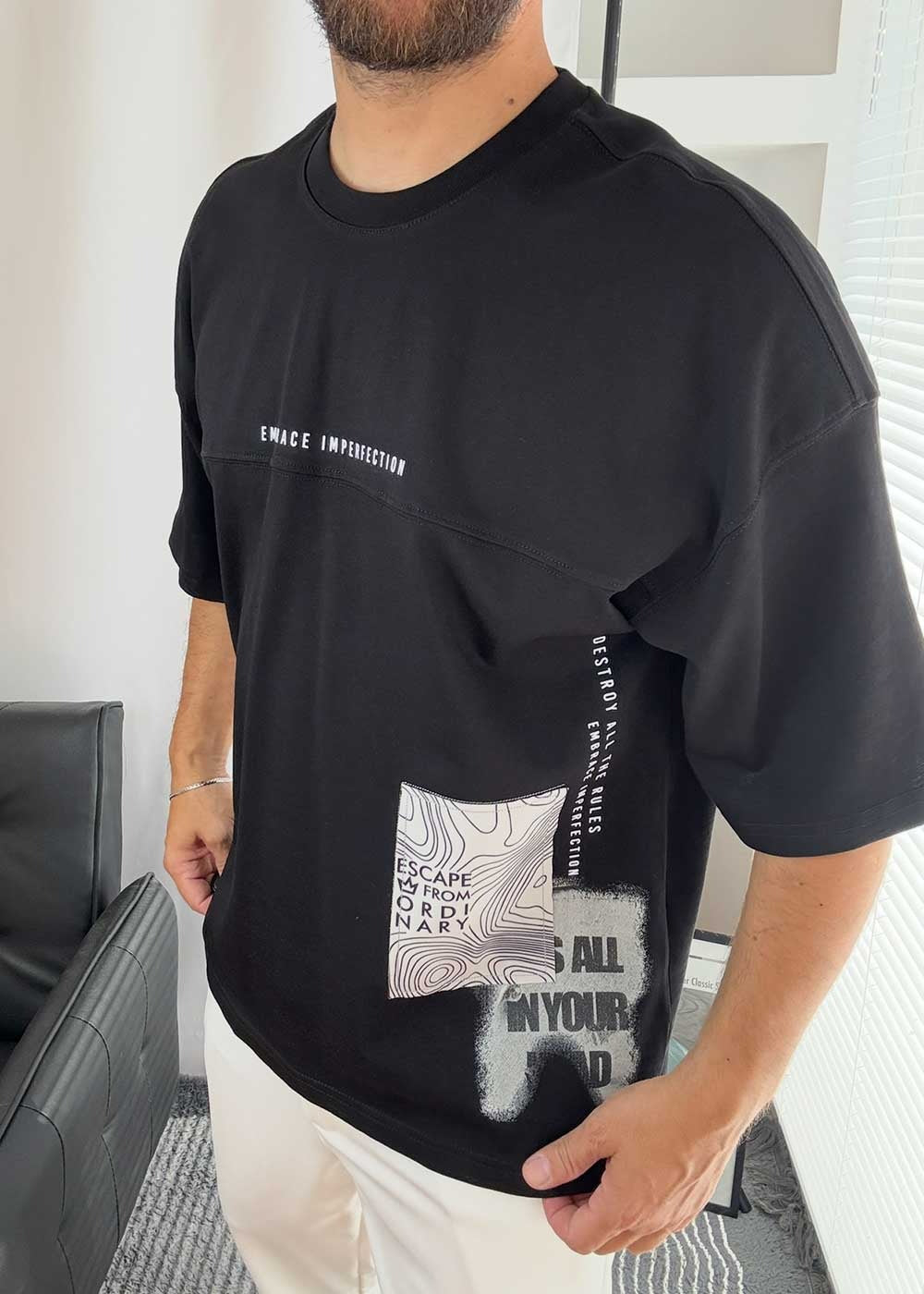 Embrace Oversized T-Shirt – Μαύρο – 2