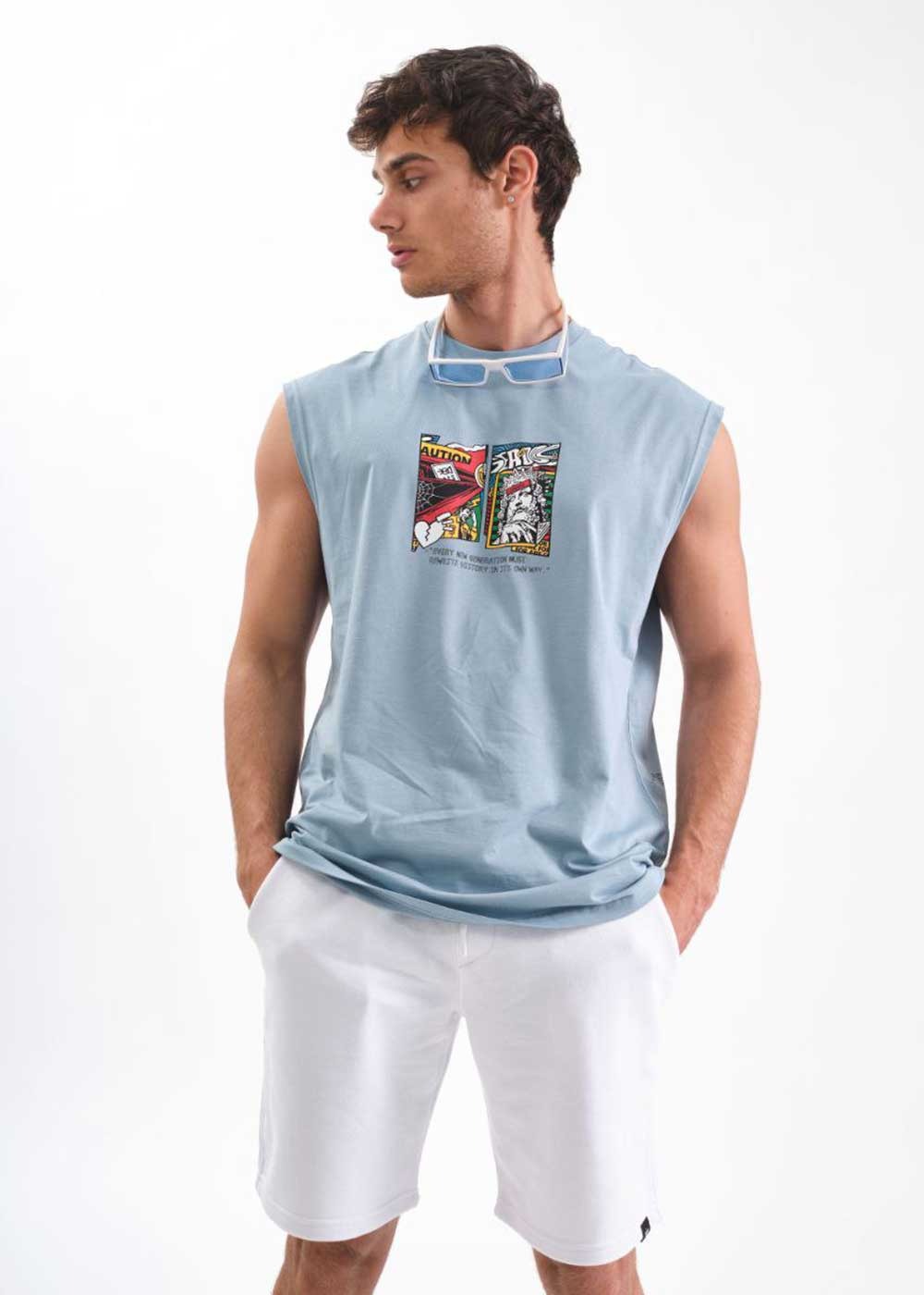 History Αμάνικο Relax T-Shirt – Γαλάζιο – 2