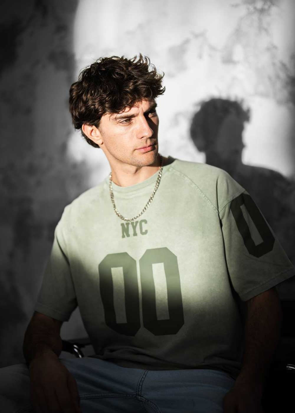 NYC Oversized T-shirt Με Τύπωμα Και Ξεβαμμένο Εφέ – Πράσινο – 2