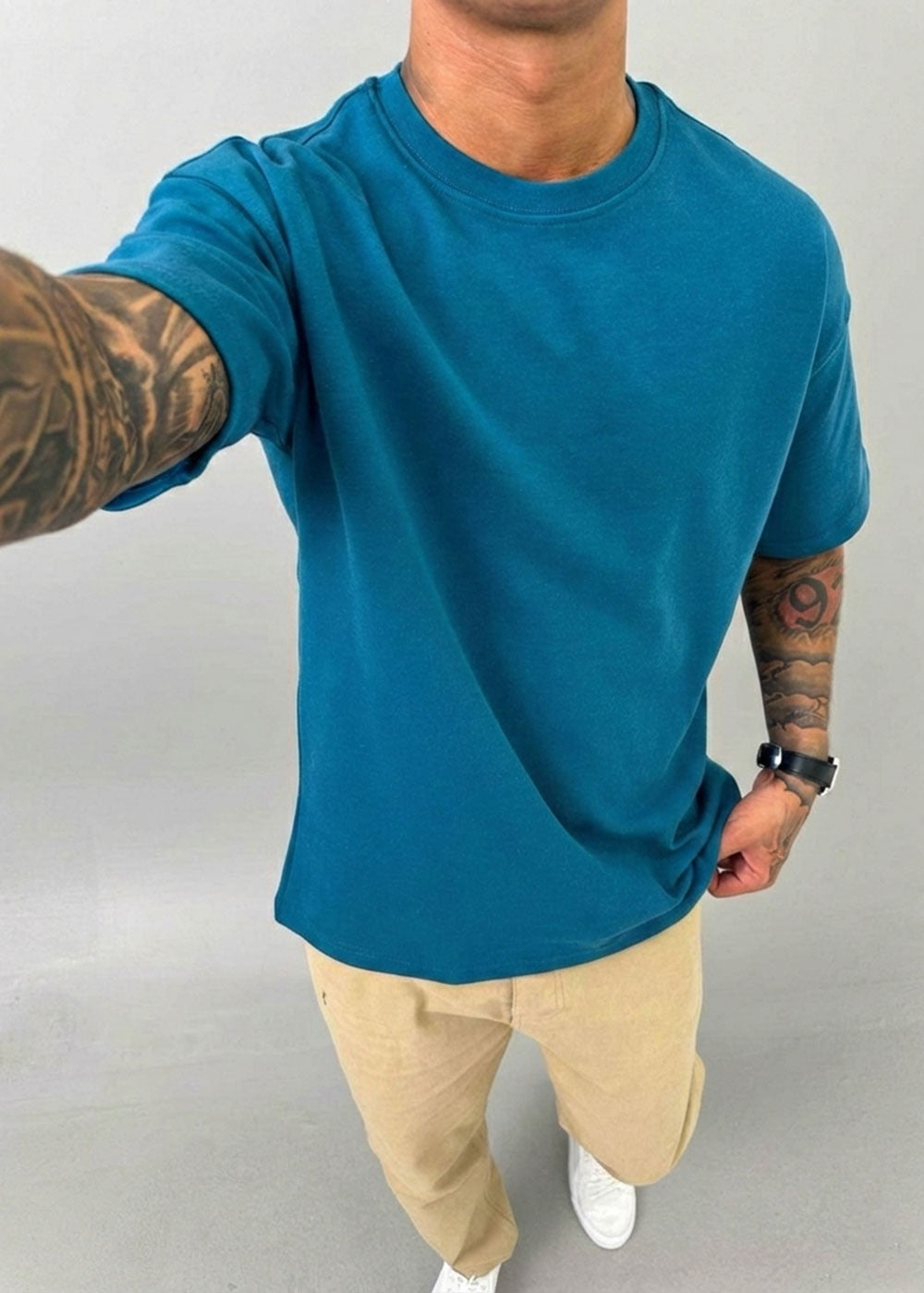 Oversized Basic T-Shirt – Ανοιχτό Πετρόλ – 2