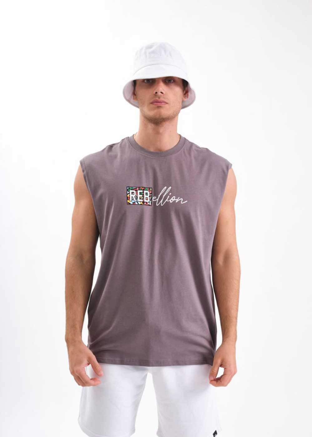 Rebellion Αμάνικο Relax T-Shirt – Ανθρακί – 2