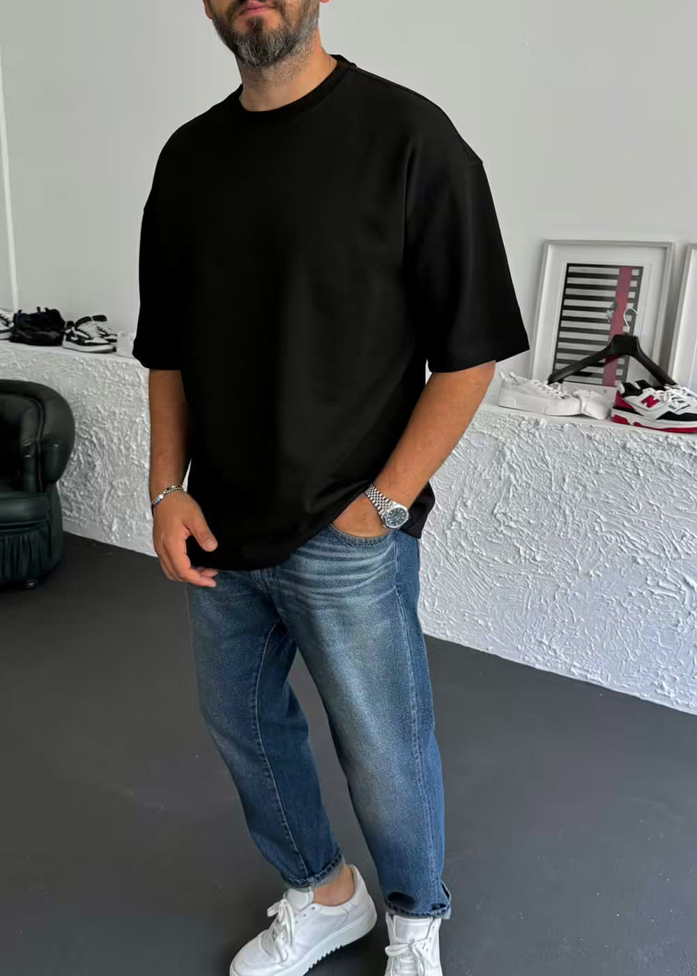 Oversized Basic T-Shirt – Μαύρο – 2