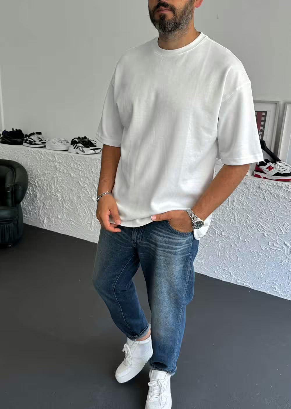 Oversized Basic T-Shirt – Λευκό – 2