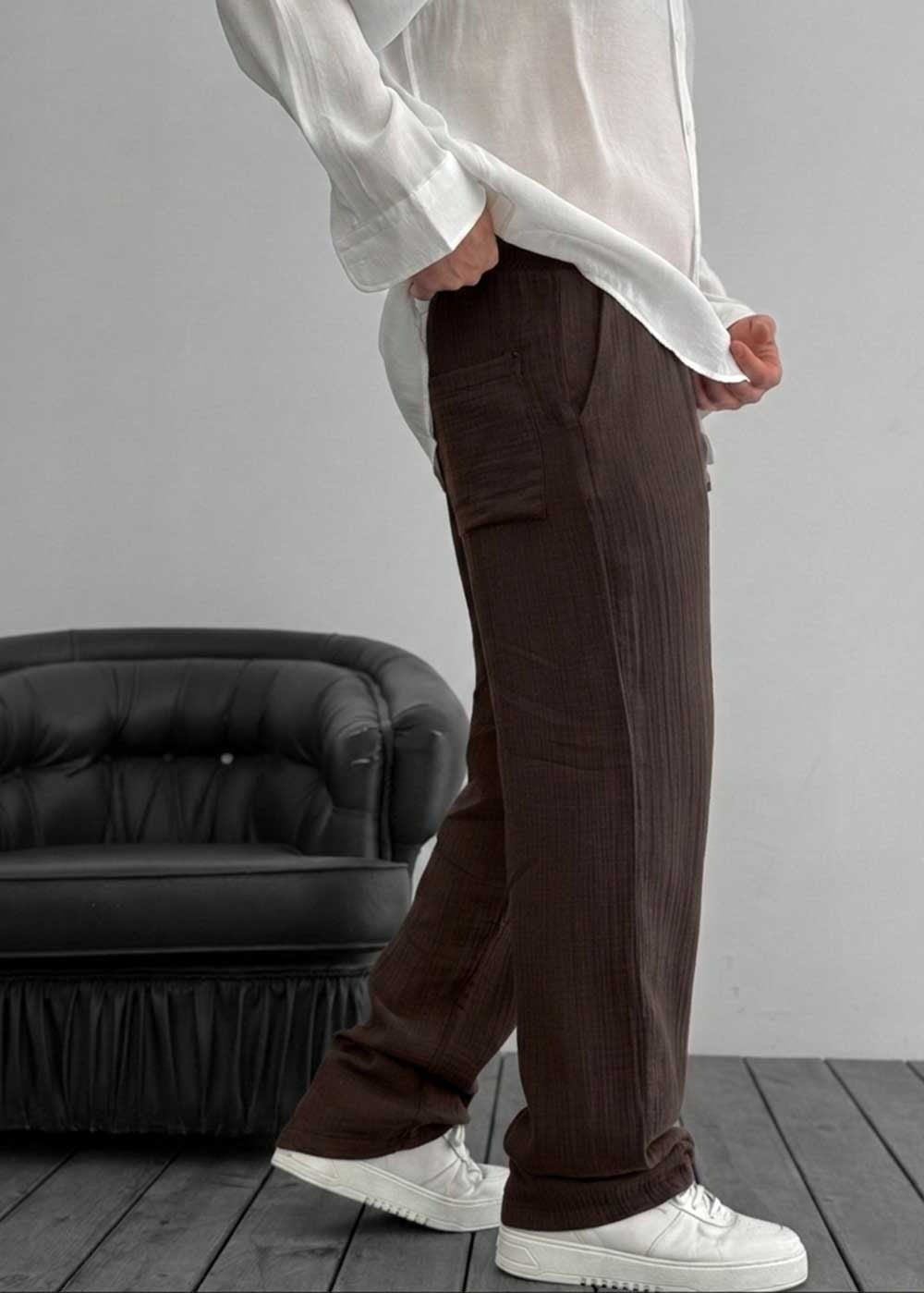 Παντελόνι Baggy Muslin Breeze – Σκούρο Καφέ – 2