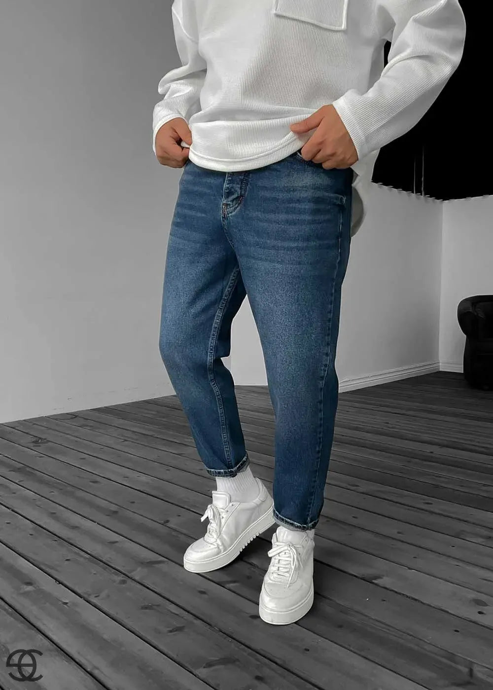 Παντελόνι Τζιν Loose Fit επεξεργασμένο – Μπλε