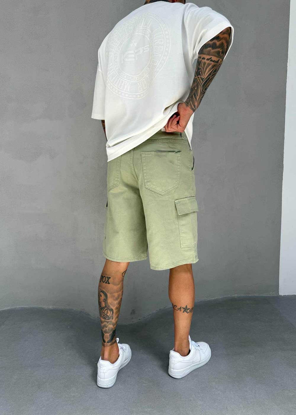 Denim Cargo Βερμούδα Baggy – Χακί Πράσινο – 2