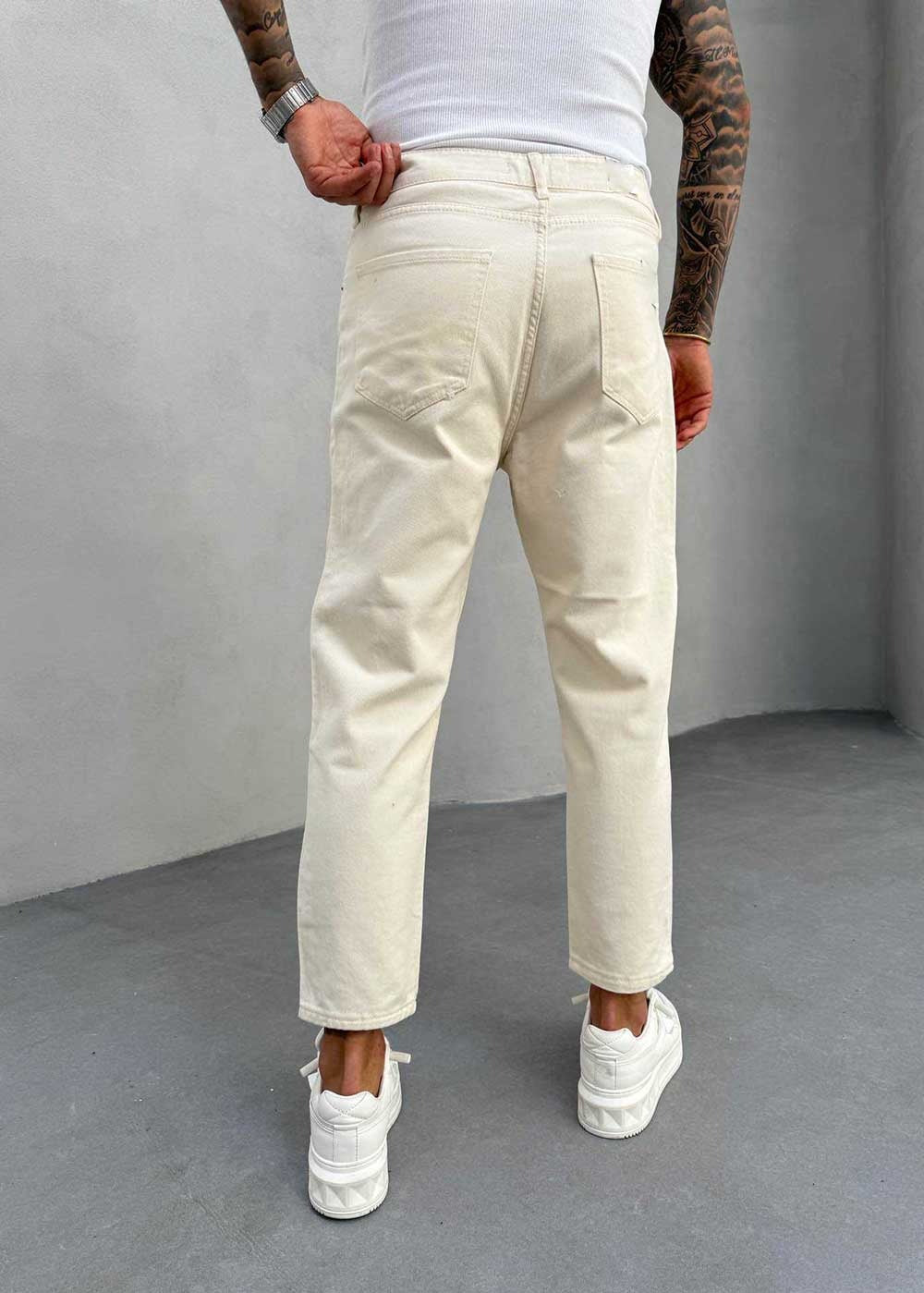 Παντελόνι Loose Fit Jean Με Λεπτομέρεια Από Σκισίματα – Μπεζ – 2