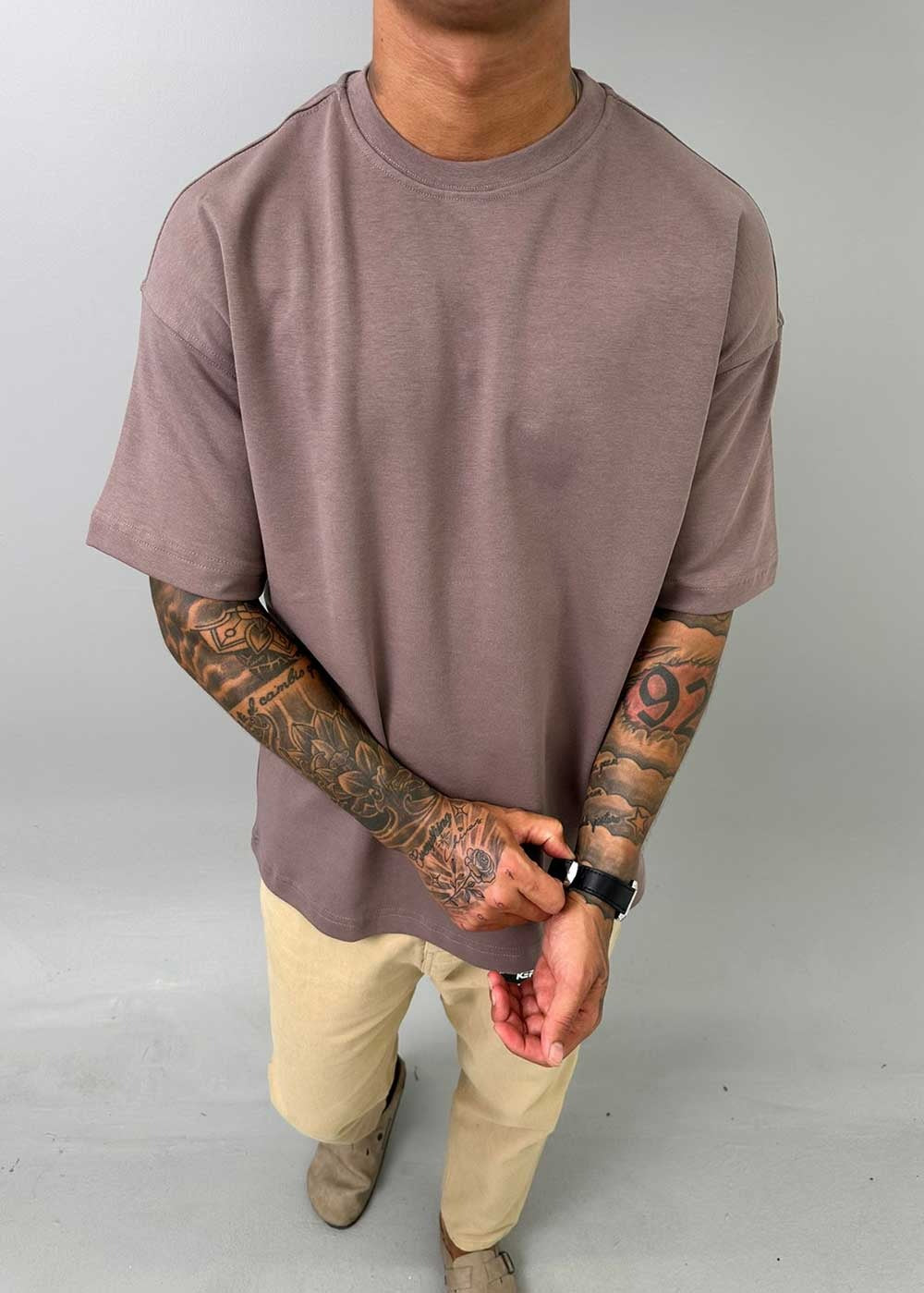 Oversized Basic T-Shirt – Καφέ – 2