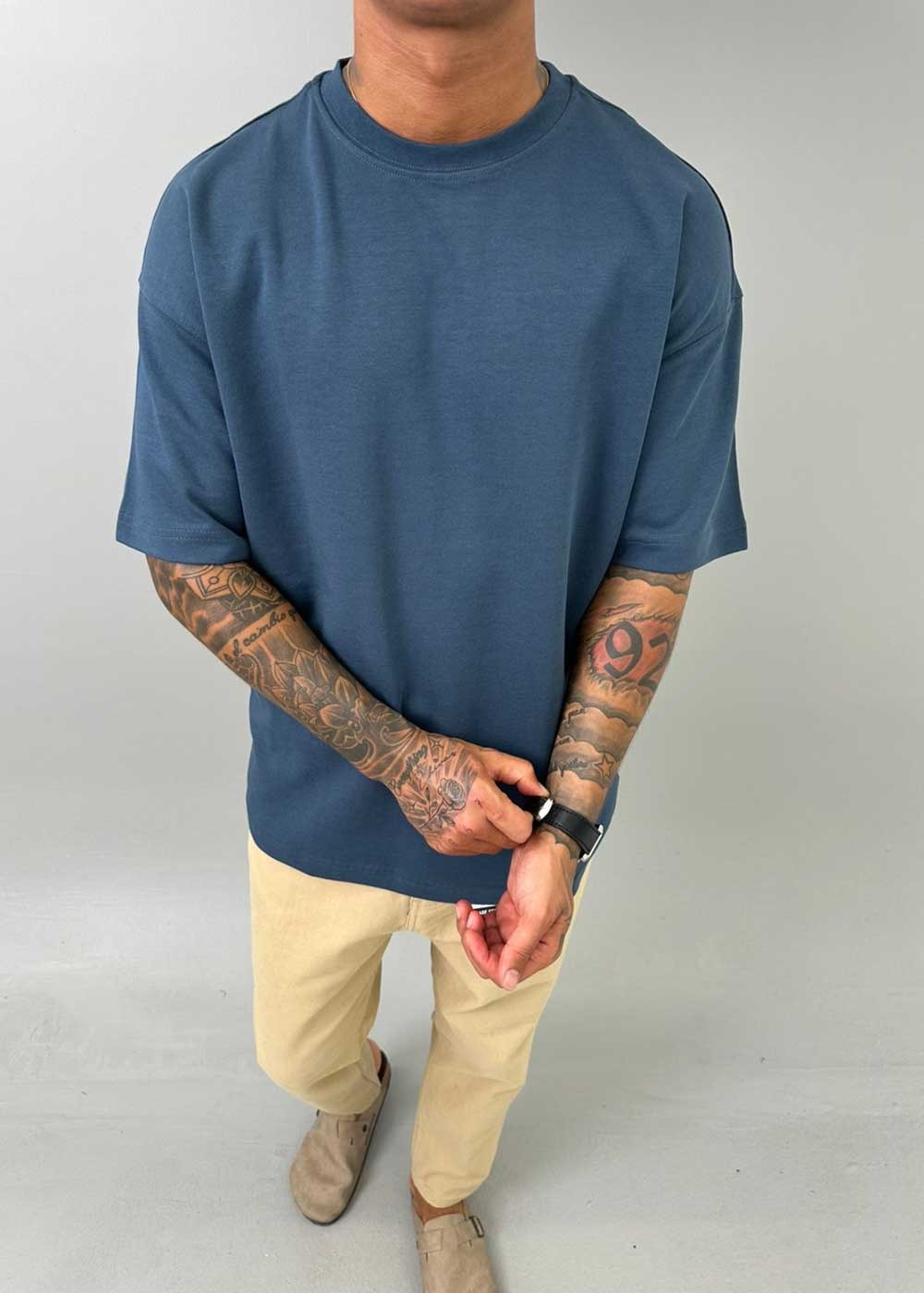 Oversized Basic T-Shirt – Πετρόλ – 2