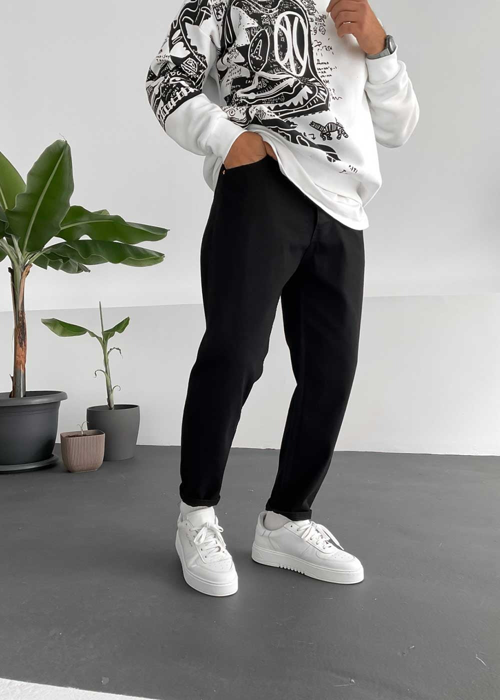 Basic Παντελόνι Τζιν Loose Fit -Μαύρο – 3