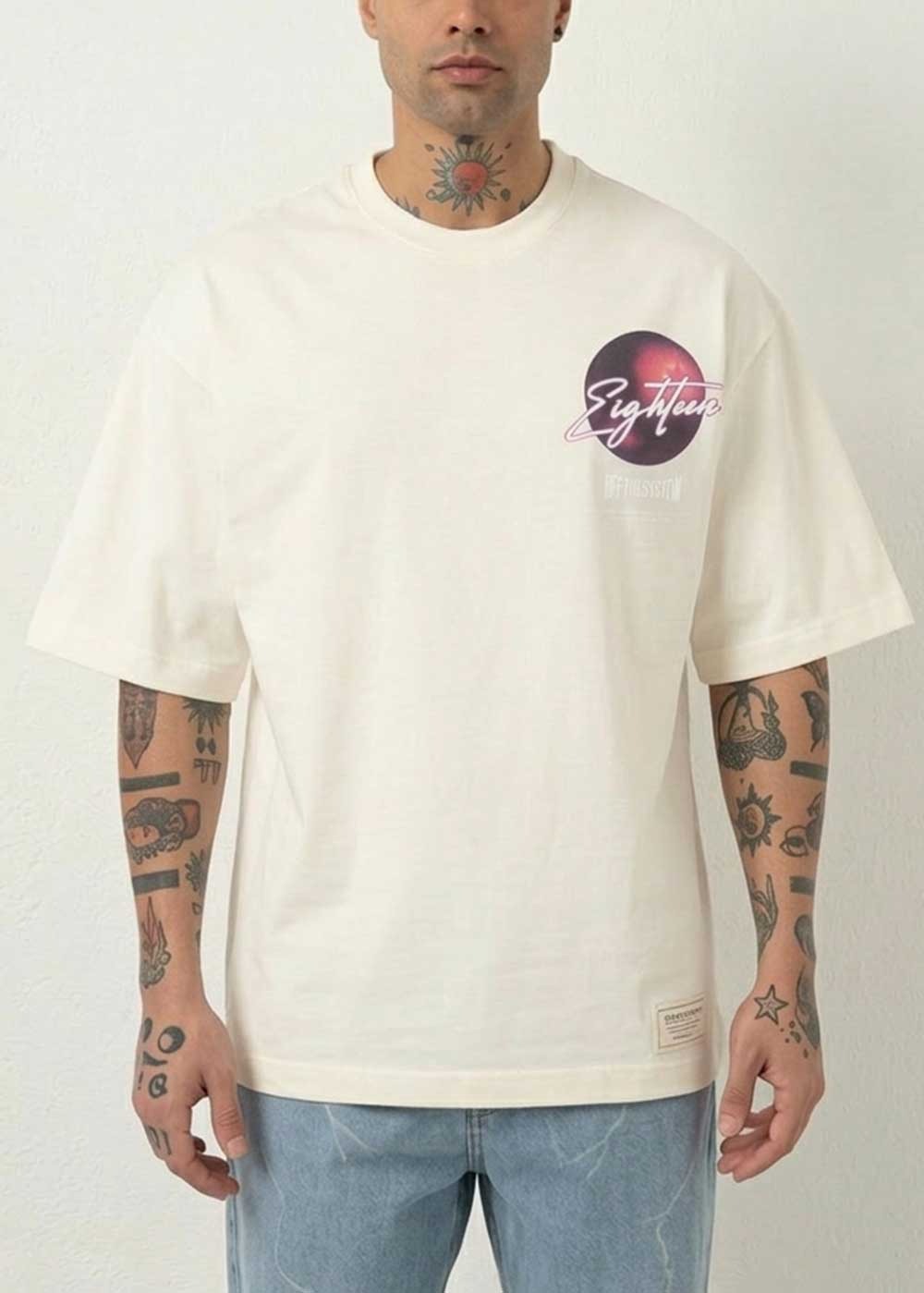Oversized T-Shirt Eighteen – Εκρού – 2