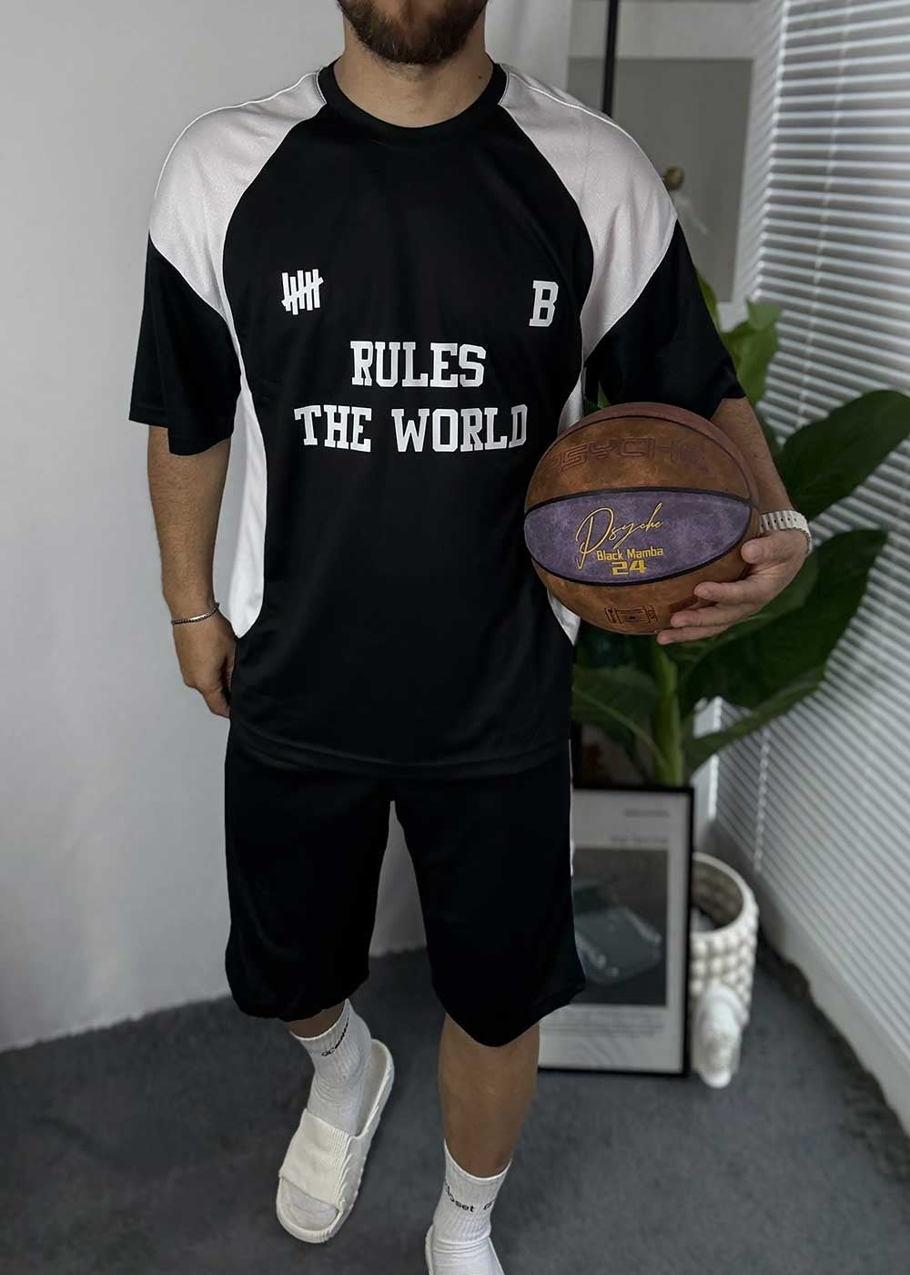 Αθλητικό Σετ Tshirt και Βερμούδα Rules the World – Μαύρο – 3