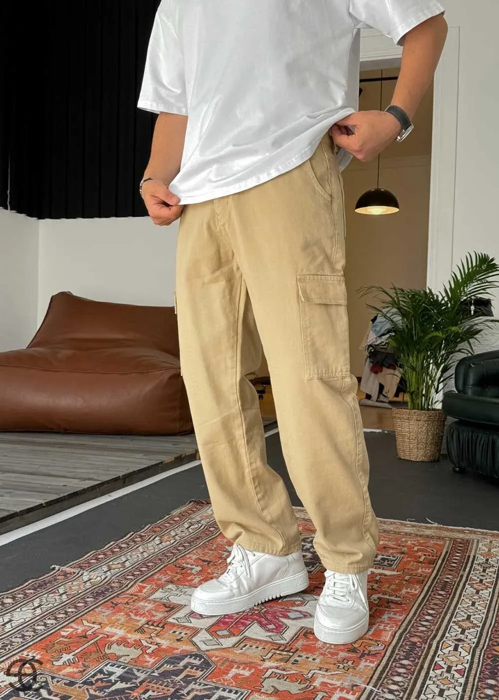 Cargo Παντελόνι Baggy – Σκούρο Μπεζ – 2