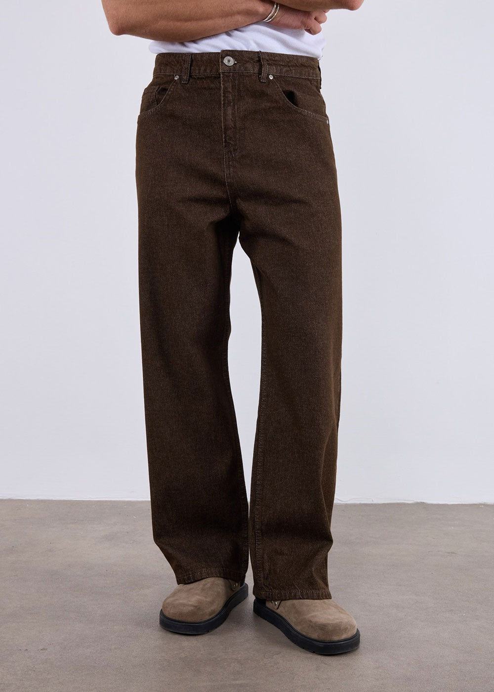 Relaxed Baggy Denim Παντελόνι – Καφέ – 2