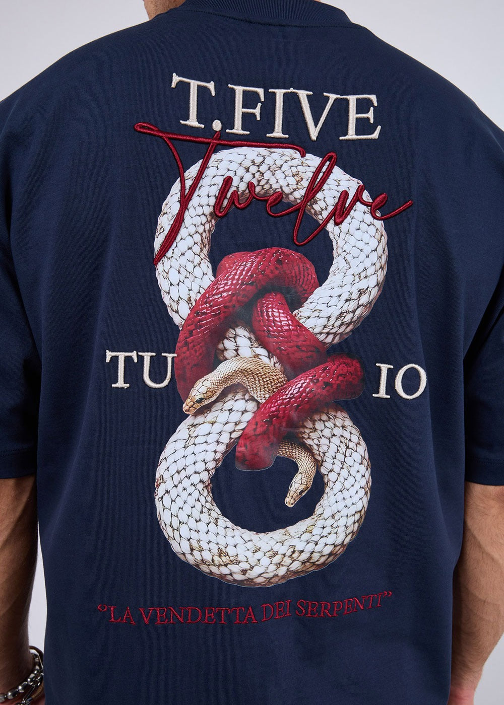 Oversized Snake Print T-Shirt – Μπλε – 2