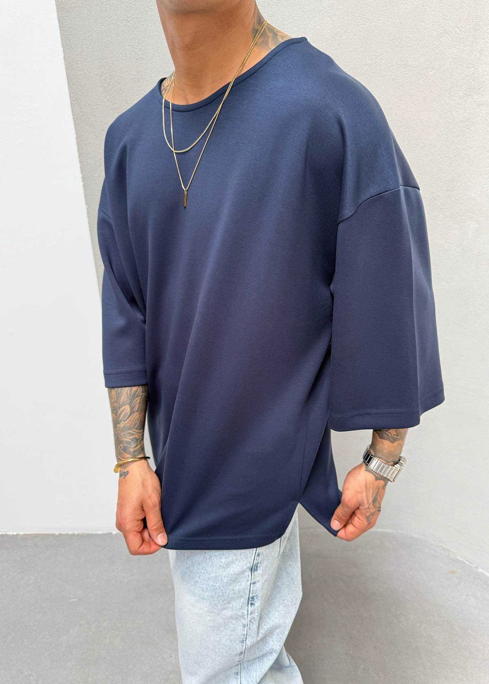Three-Quarter 3/4 Sleeve T-Shirt Με Ελαστικότητα – Μπλε – 2