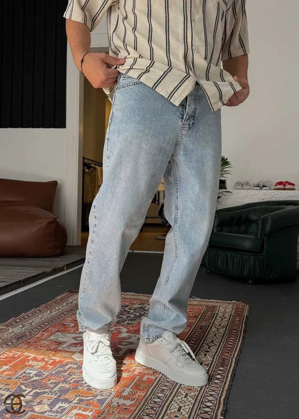 Παντελόνι Baggy Jean Πετροπλυμένο - Γαλάζιο του πάγου – 4