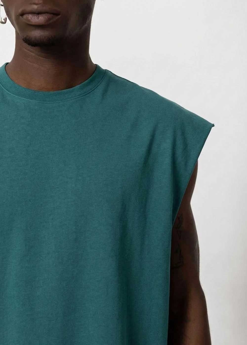 Basic Oversized Αμάνικο T-Shirt – Σμαραγδί – 2