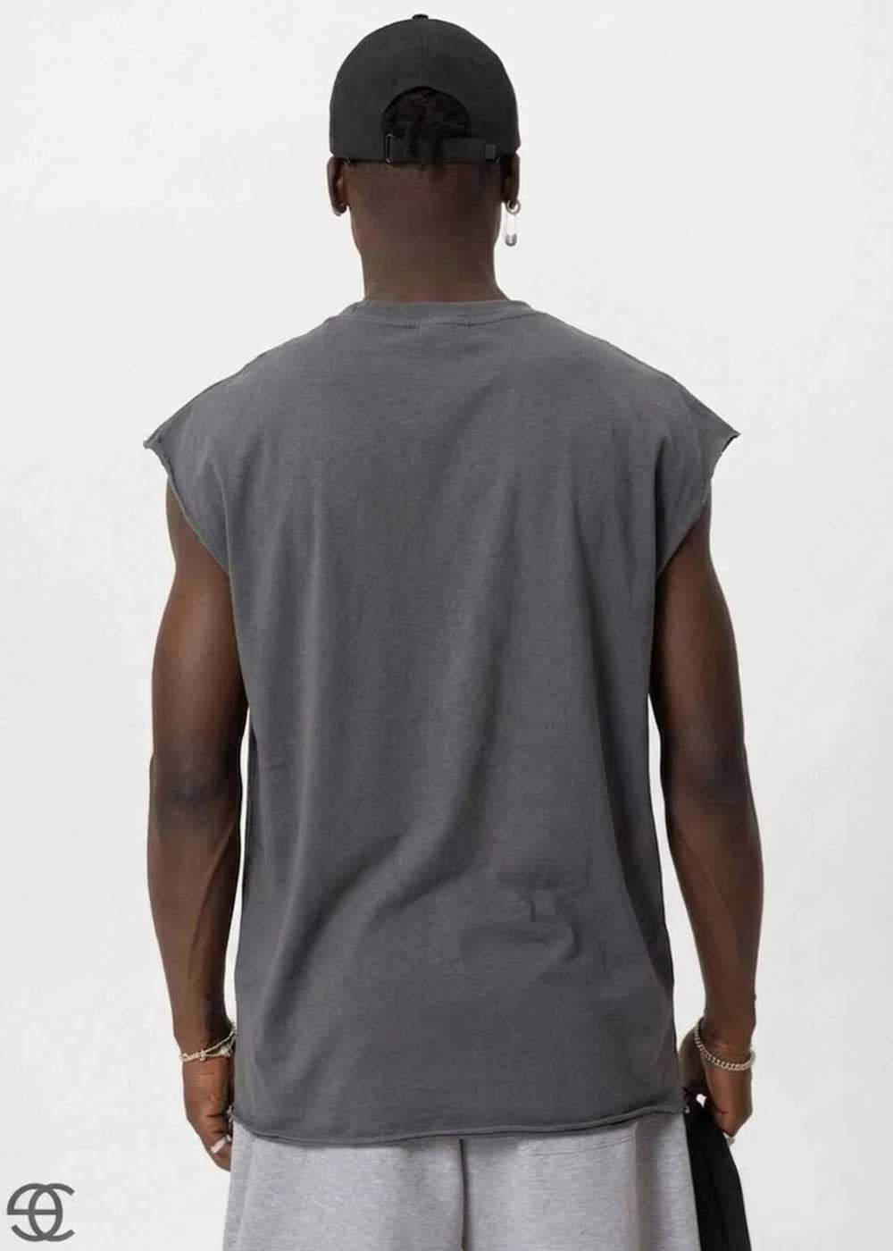 Basic Oversized Αμάνικο T-Shirt – Ανθρακί – 2
