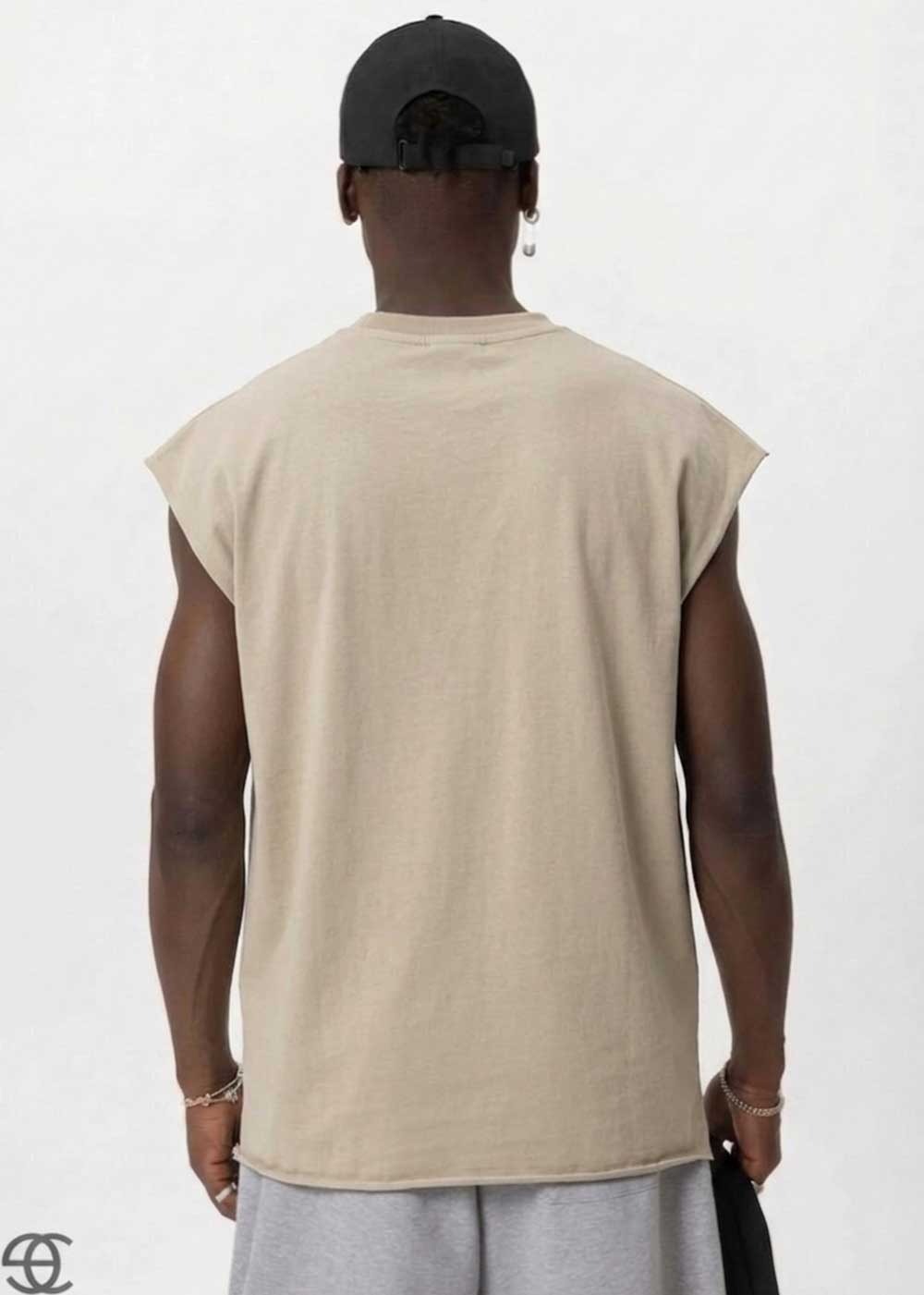 Basic Oversized Αμάνικο T-Shirt – Μπεζ – 2