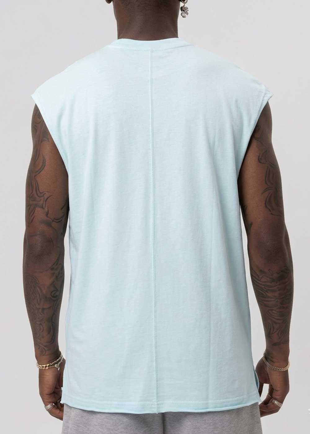 Basic Long Oversized Αμάνικο T-Shirt – Γαλάζιο Οινοπνευματί – 2
