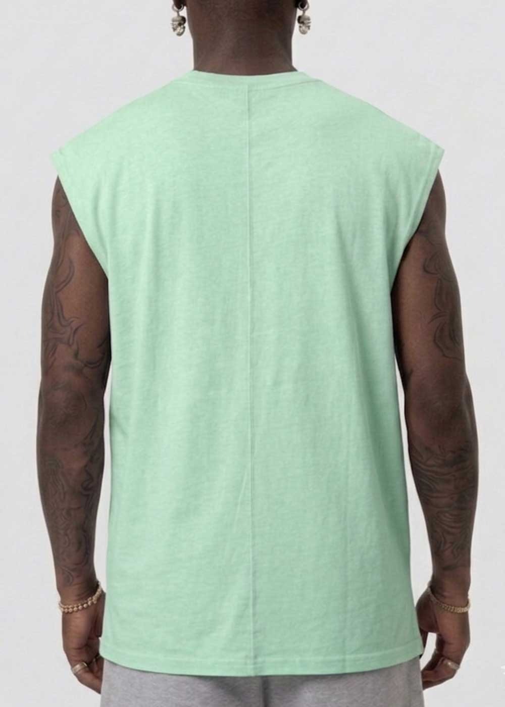 Basic Long Oversized Αμάνικο T-Shirt – Φυστικί – 2