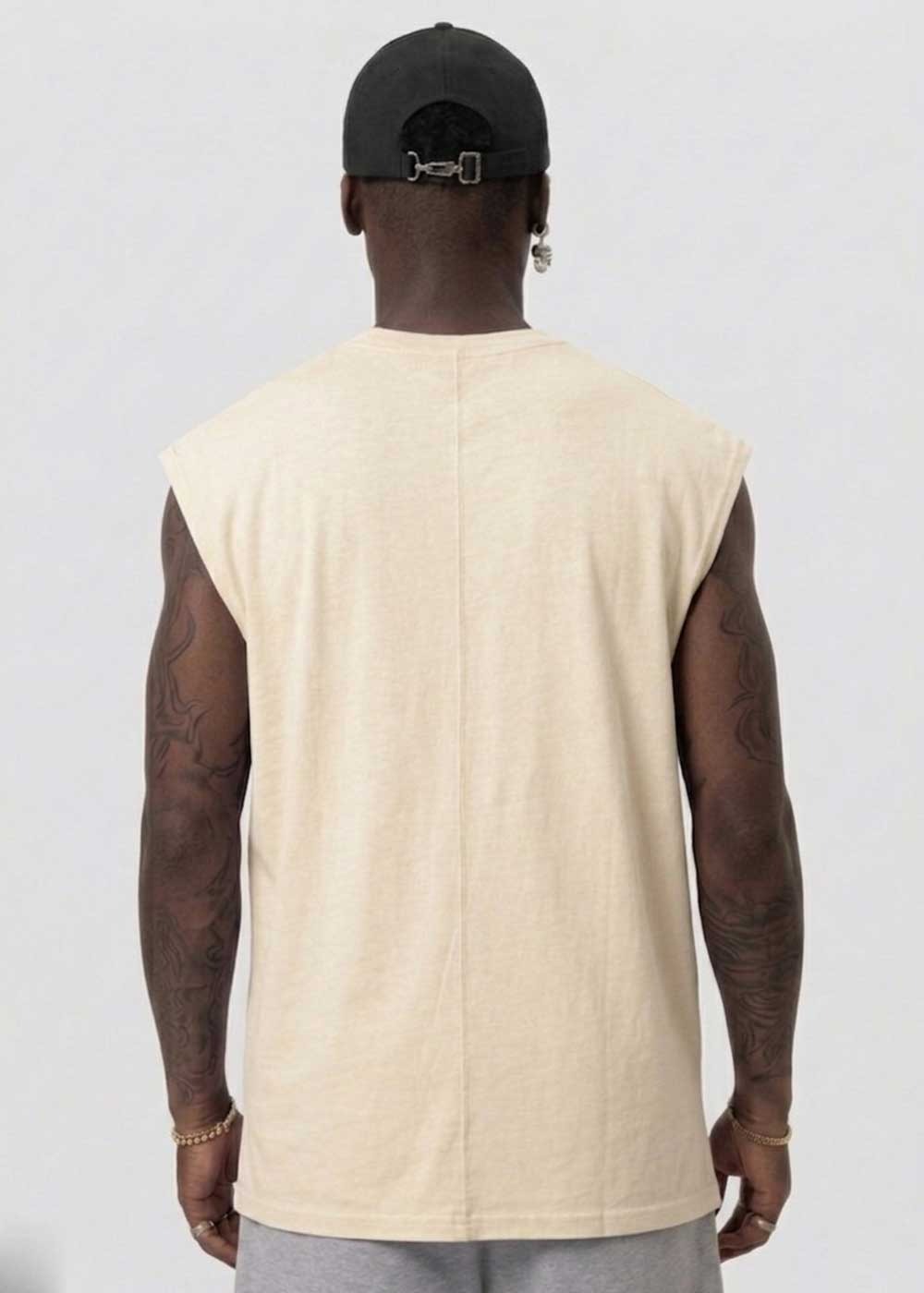 Basic Long Oversized Αμάνικο T-Shirt – Μπεζ – 2